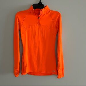 Women’s Under Armour Fitted Quarter Zipper Dri fit Size Small. Orange